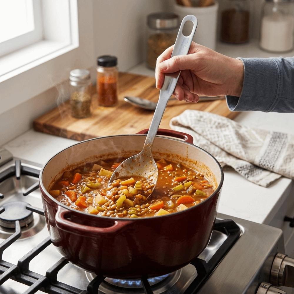Silicone/Steel Handle Long Handle Spoon 13 Inch  Handle Rustless Ladle  Dish Scooping Steel Handle