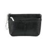 Portable PU Leather Coin Purse Mini Zipper Leather Purses with Keychain Solid Color ID Credit Card Holder