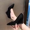 Fashion Wedge Fashion Single Shoes Spring New Pointed Toe Shallow Mouth Soft Sole Non-slip Comfortable Commuter High Heels