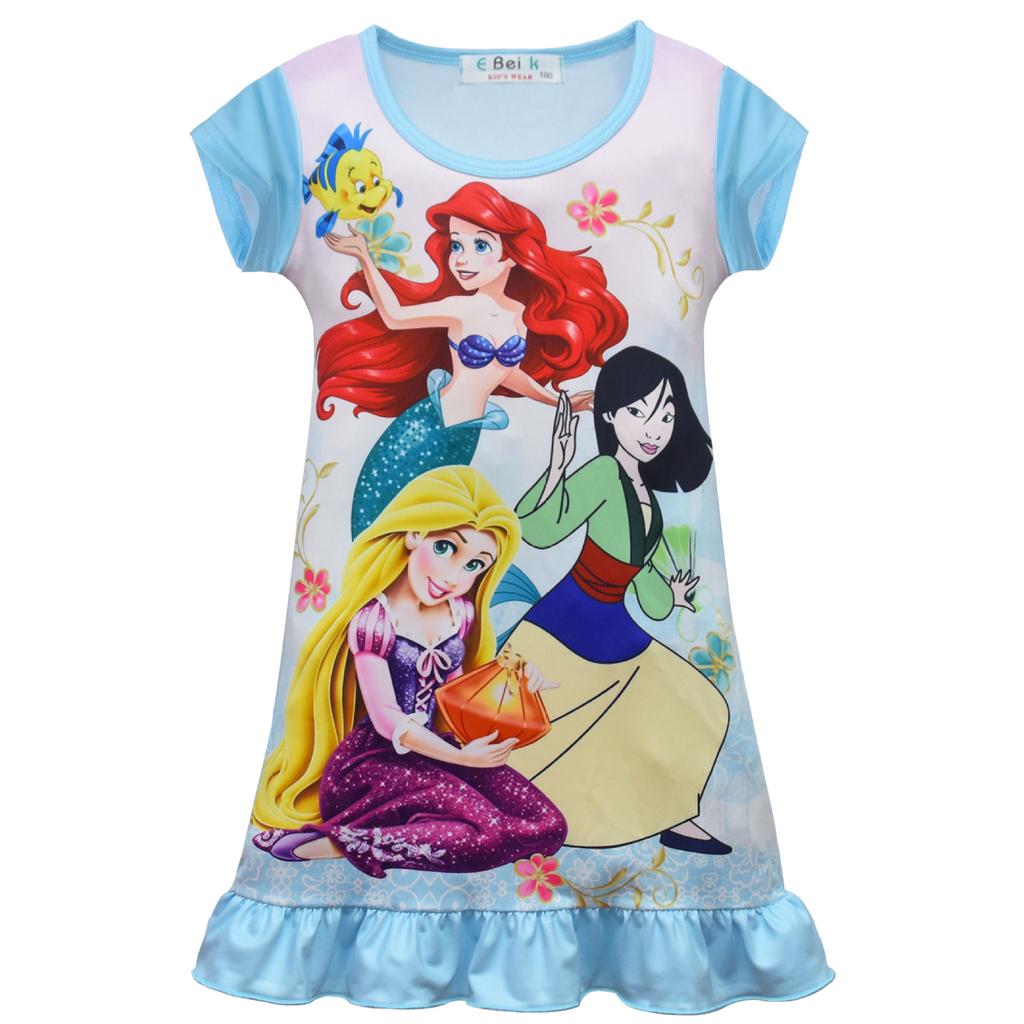 Girls Skirt, Princess Cartoon Digital Printing Princess Skirt, Children'S Short-Sleeved Loungewear, Pajama Skirt 3137