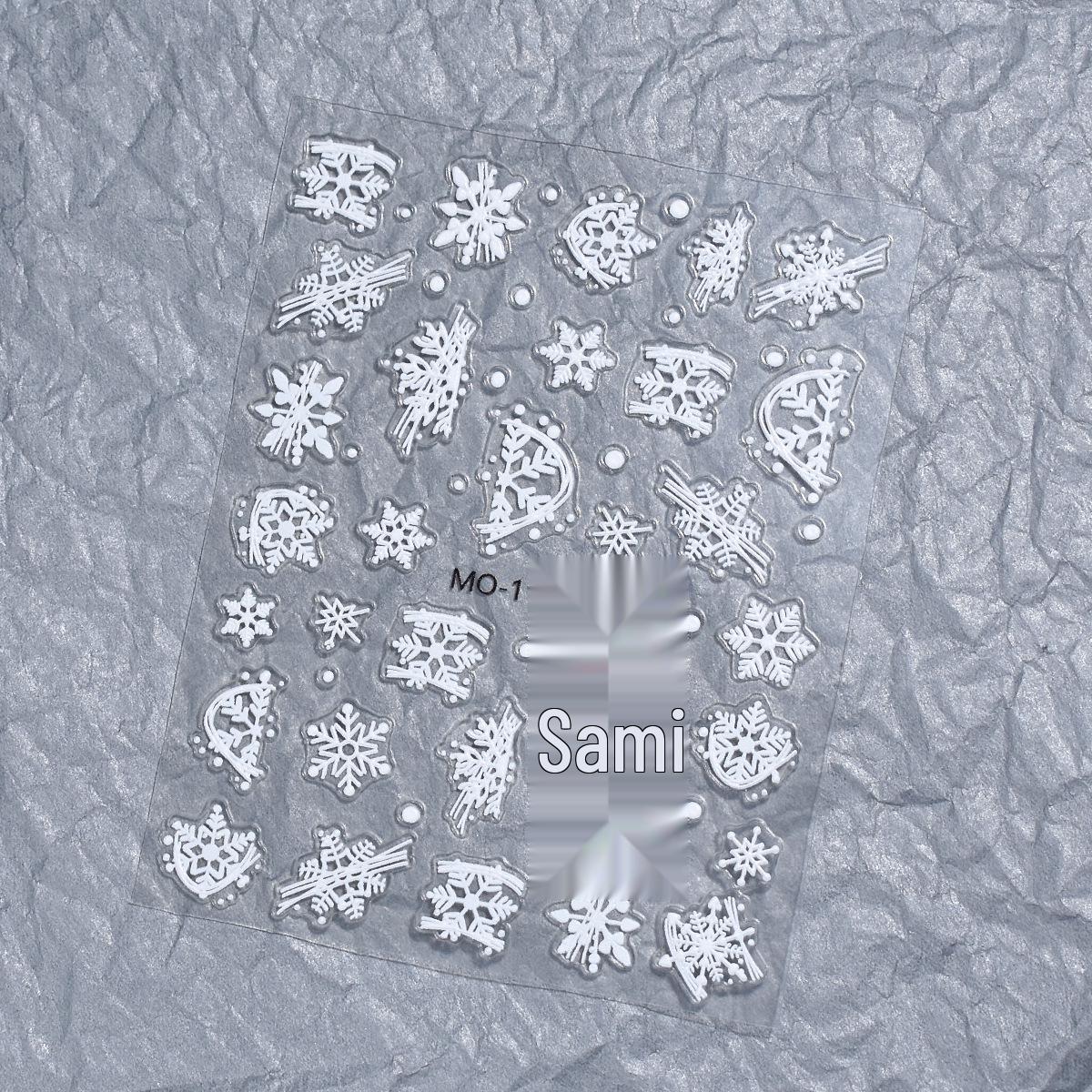 

3D Embossed Snowflake Nail Stickers: White Self-Adhesive Winter Christmas Nail Decals