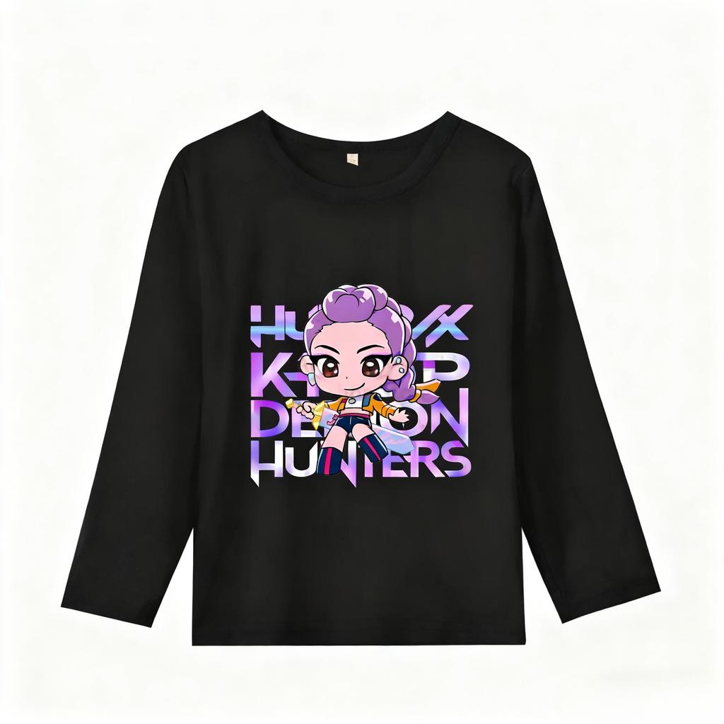 K-Pop Dämonenjägerinnen Langarm-T-Shirts Kawaii Cartoon Bedruckte Oberteile Kinder Freizeit-T-Shirts Herbst Kinderbekleidung