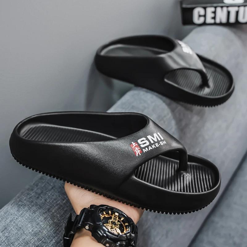 Hot Selling 2025 Women Soft Bottom EVA Slippers Lightweight and Non Slip Home Slippers Men Summer Thick Bottom Beach Flip Flops