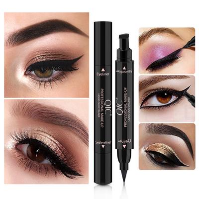Çift başlı Seal Eyeliner Wing Tail Seal Sıvı Eyeliner Kalem Su Geçirmez Üçgen Eyeliner