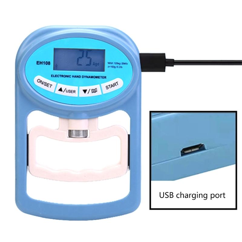 396lb/180kg Hand Strength Meter Digital Electronic Grip Strength Gauge LCD Hand Force Meter with Backlit Charging Cable