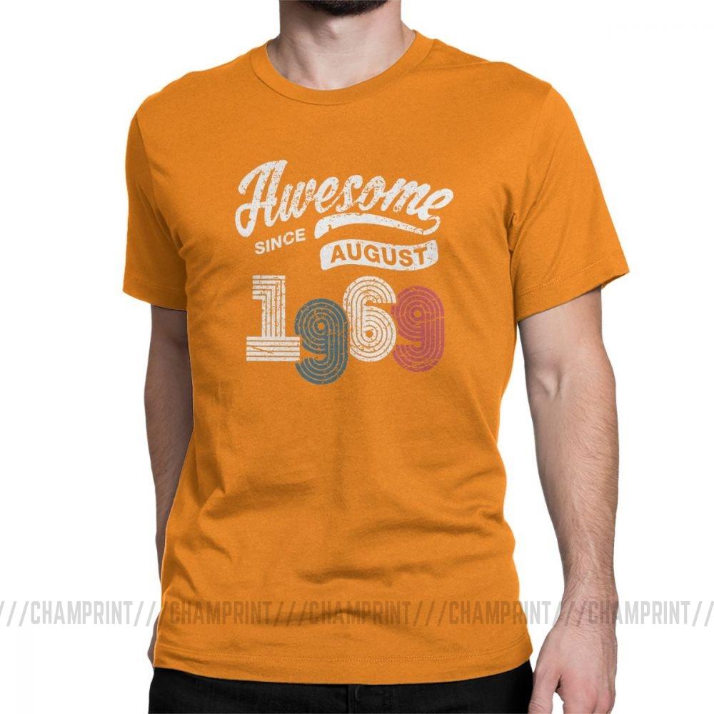 Awesome Since August 1969 T Shirt Vintage 50 Years Old 50Th Birthday Present Men S Cotton