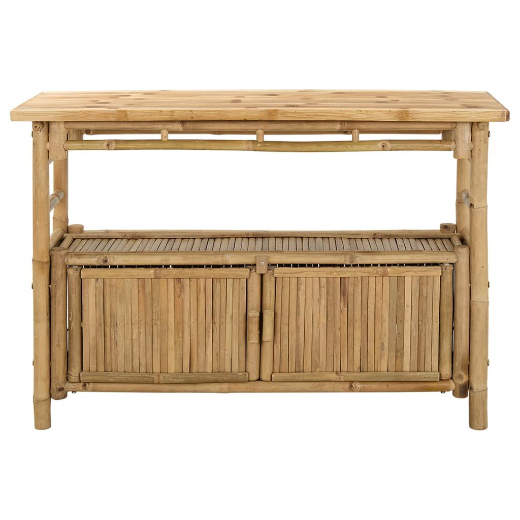 Bamboo Console Table with Shelf and Door Natural Color 110 X 35 X 75 Cm