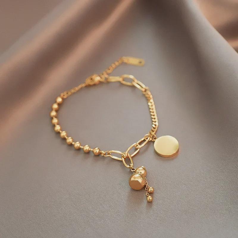 Retro Ethnic Gourd Bracelet - 18k Rose Gold Titanium Steel, Palace Style, European & American Hip-Hop Jewelry.