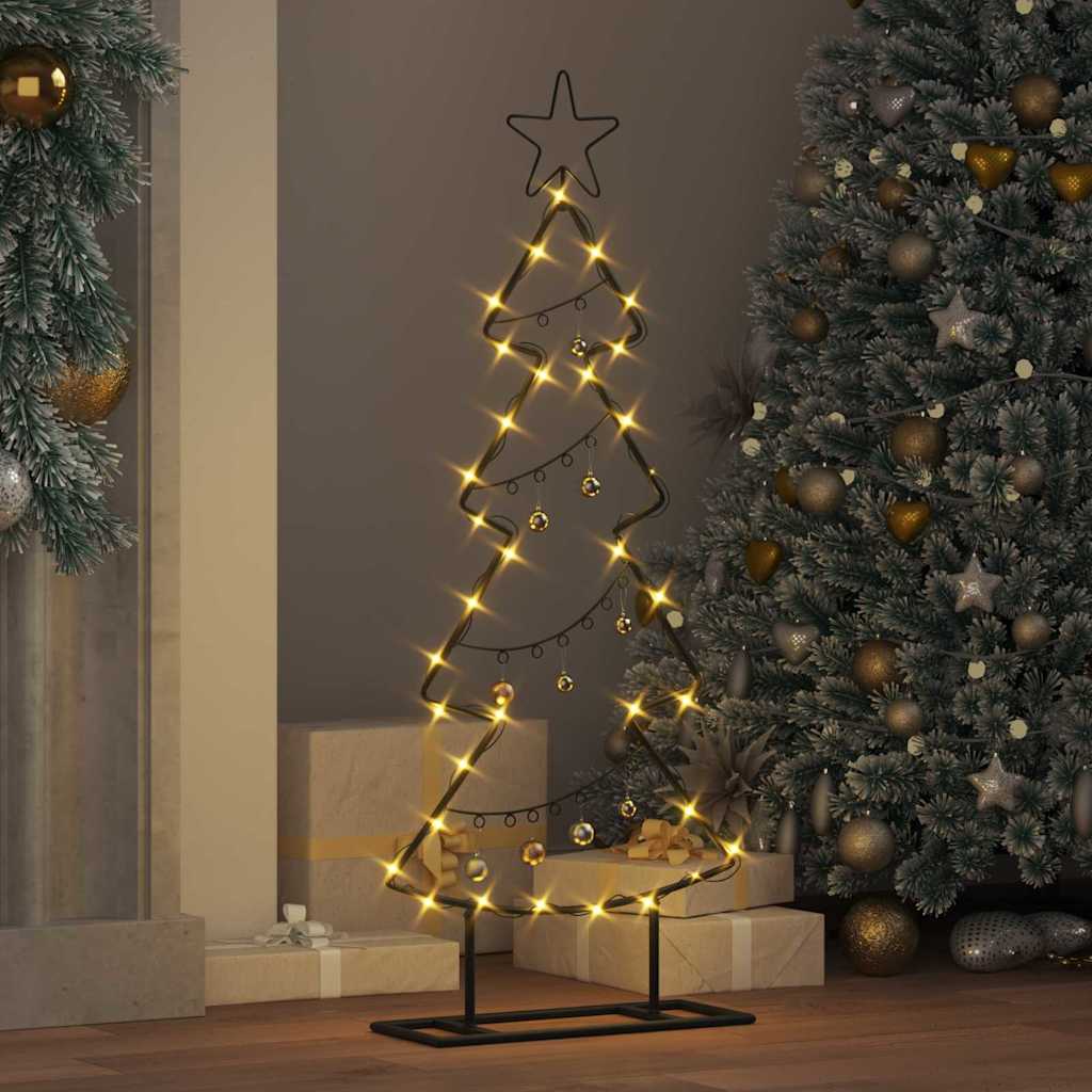 Metal Christmas Tree with Stand Black 90.5 cm Steel