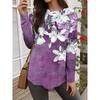 Summer Women's T Shirt Floral Graphic Plants Stylish Casual Long Sleeve T-shirts Round Neck Regular Tops Flower Printed Pullover
