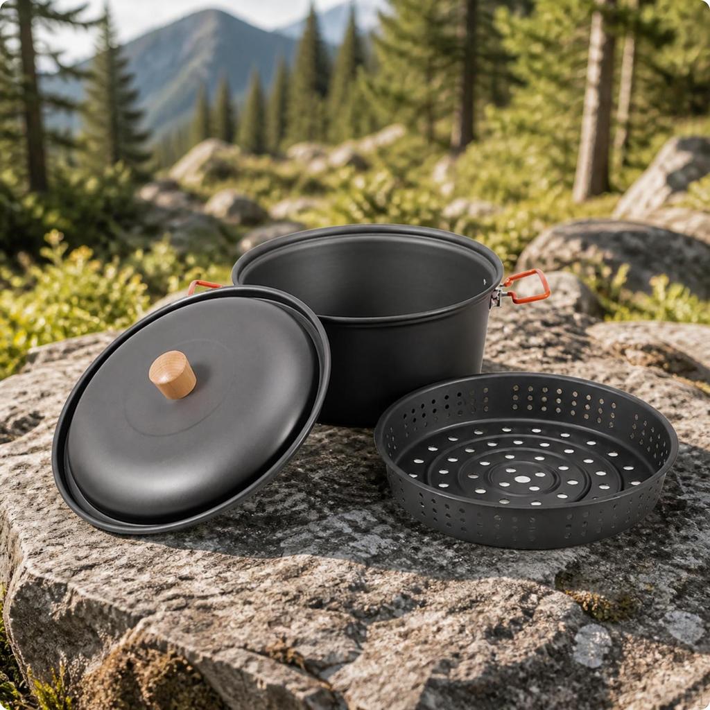 Lightweight Camping Pot with Steamer | 7.5L Large Capacity, Pot, for Picnics