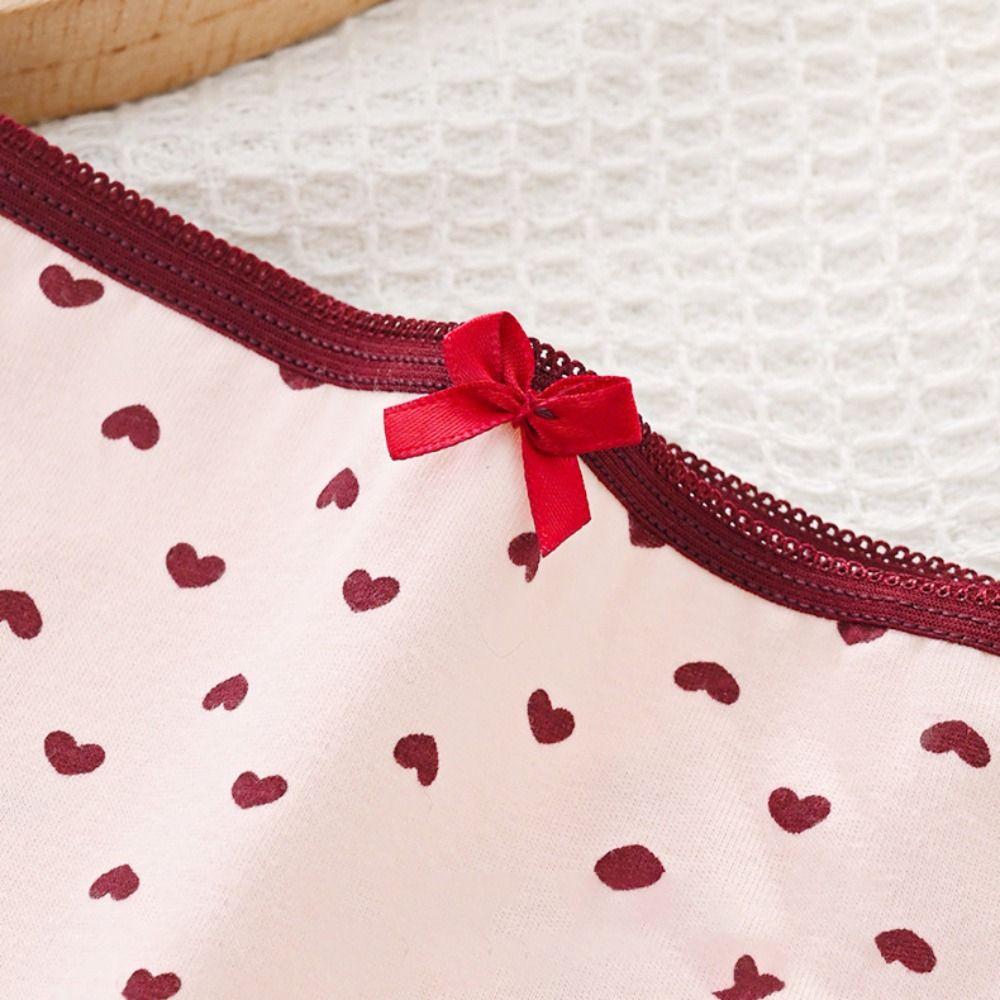 5PCS Bowknot Strawberry Briefs Stripes Women Underwear Elastic Love Heart Panties  Girls