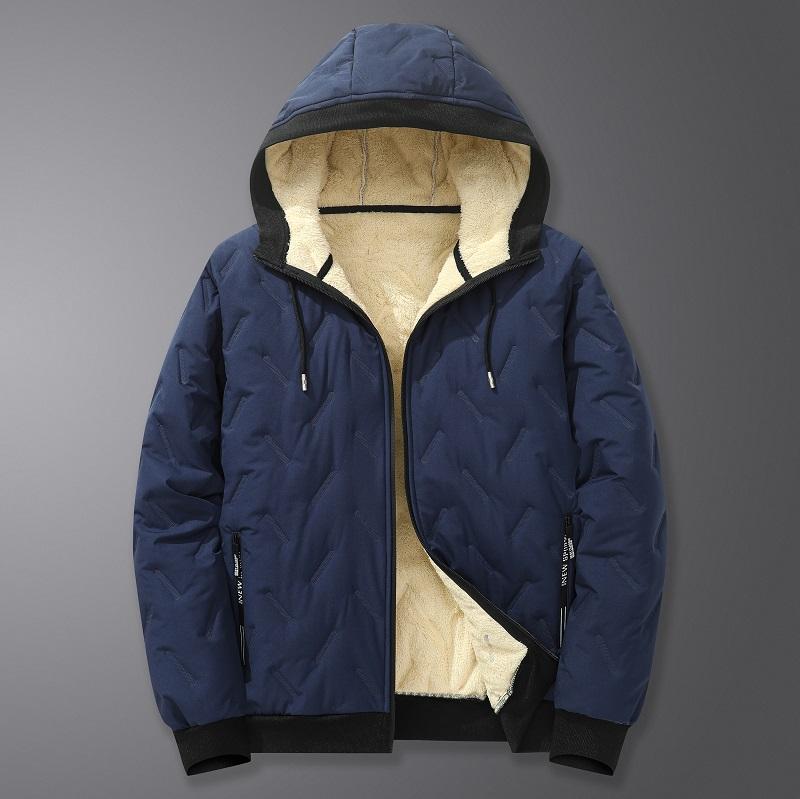 Herren Baumwoll-Steppjacke mit Winterwärme und Windschutz, Baumwolljacke, Lockere Freizeitjacke, Dicke Jacke