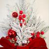 2/4pcs Red Christmas Flocked Garland - 22.83" Large, with Balls & Bow, Front Door/Stair/Window Wall Decor, No Electricity
