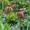 Vintage Rusty Flower Statues Stake 29.5 Inch Metal Artistic Wire Art Decor Rustic