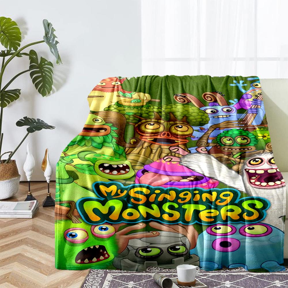 My Singing Monsters Spielplatz-Thema Bedruckte Decke - Perfekt für Sofa, Bett, Reisen & Außenbereich | Maschinenwaschbar, Gemütlich & Langlebig.