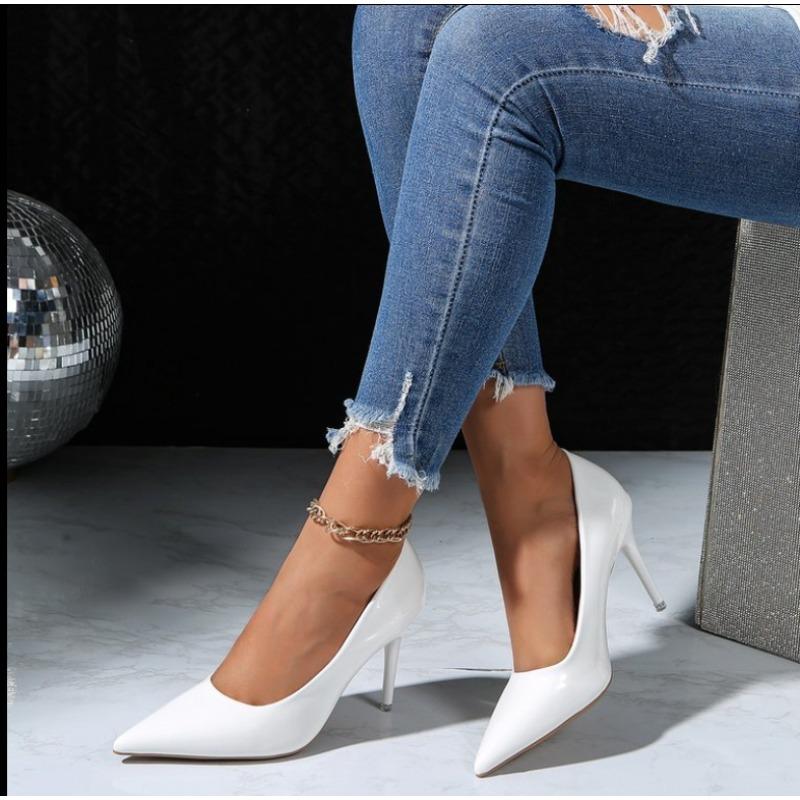 2026Fashion  patent leather pointed-toe women's high-heeled shoes. Fine heel. Elegant style. 8-centimeter high heels.
