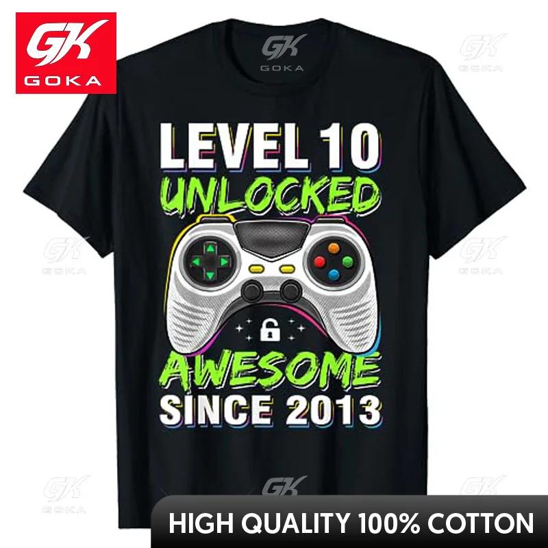 Level 10 Unlocked Awesome Since 2013 10th Birthday Gaming TShirt Boys Fashion Born in 2013 Gamer Tee Tops Graphic Outfits Gifts S