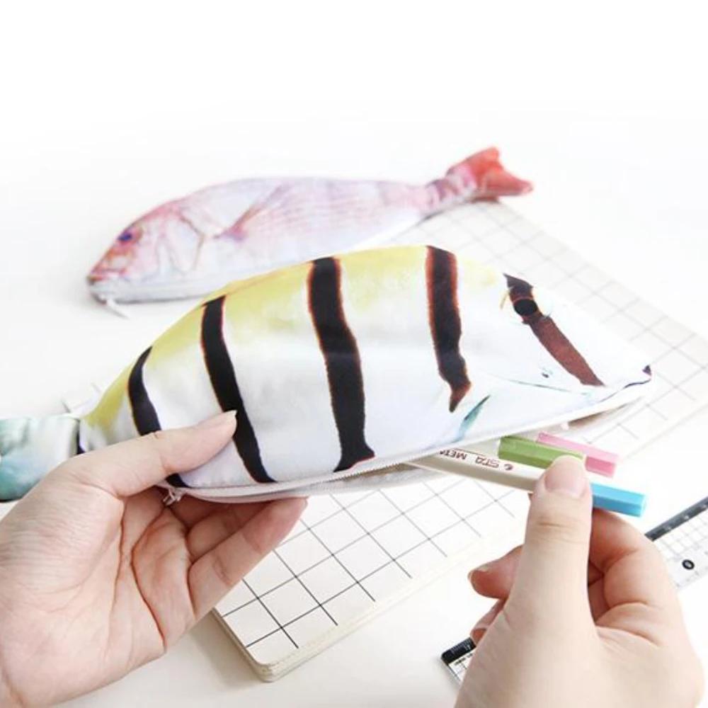 Kreatives Fisch-Federmäppchen Große Kapazität Stifte-Etui Tasche Lustige Schul-Federmäppchen Schreibwaren Kawaii Federmäppchen