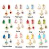 5 PCs Round Birthstone Charms Brass & Cubic Zirconia  18K Gold Plated Mini Pendants For DIY Jewelry Making Findings 6mm x 3mm