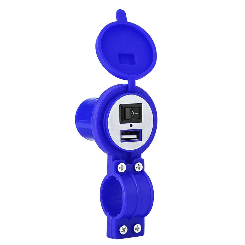 Universal Motorcycle USB Charger Socket Power Supply Port for Mobile Phone Waterproof Blue