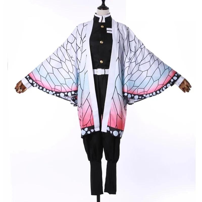 Anime demon slayer kimetsu geen yaiba kochou shinobu cosplay kostuum pruik conjunto quimono uniforme halloween anime kostuums para criança