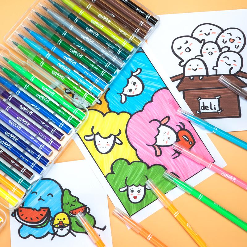 Deli Soft-Tip Washable Watercolor Pen Set