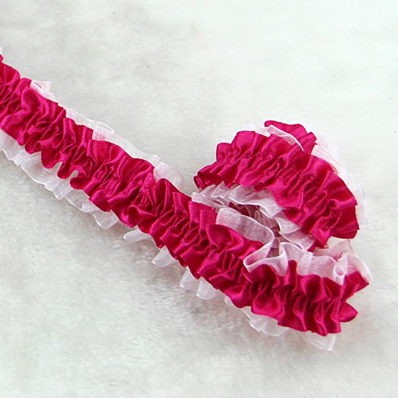 10 Yards Elastic Ruffle Lace Trim Ribbon 4cm Width Stretch Chiffon Fabric For Diy Sewing Toy Doll Garment Patchwork Accessories