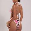 Fashion New Personalized Leopard Print Positioning Print Sexy Lace-Up Split Bikini Two-Piece Swimsuit Women