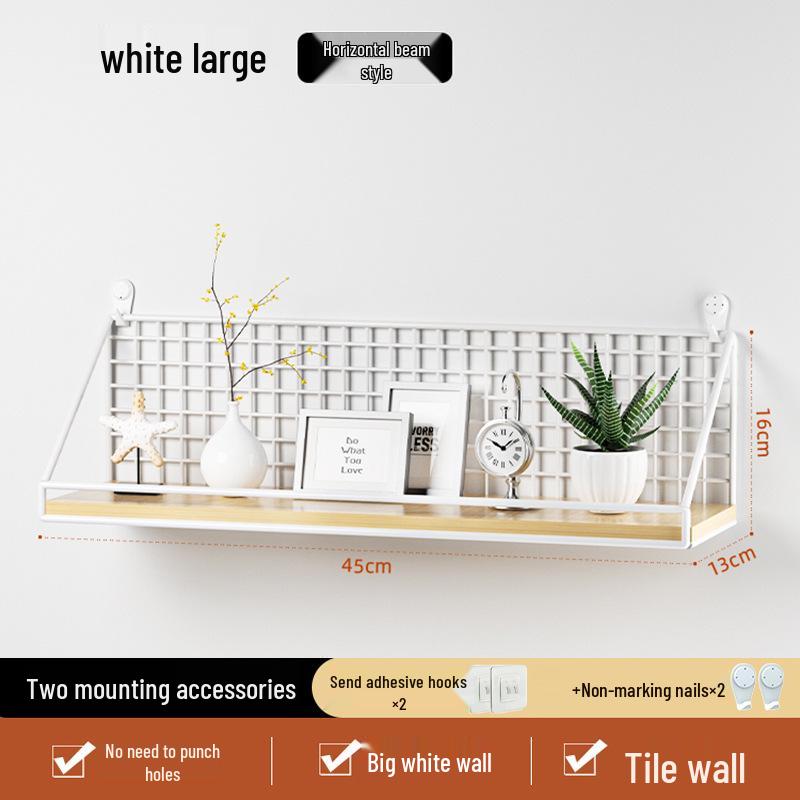 Punch-Free Wall Shelf: Cosmetic Storage with Key Hanger Hooks for Bedroom/Bathroom.