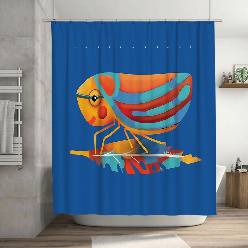 Colorful Insect Shower Curtain Modern Abstract Nature Decor Bathroom Fabric Waterproof Home Decor