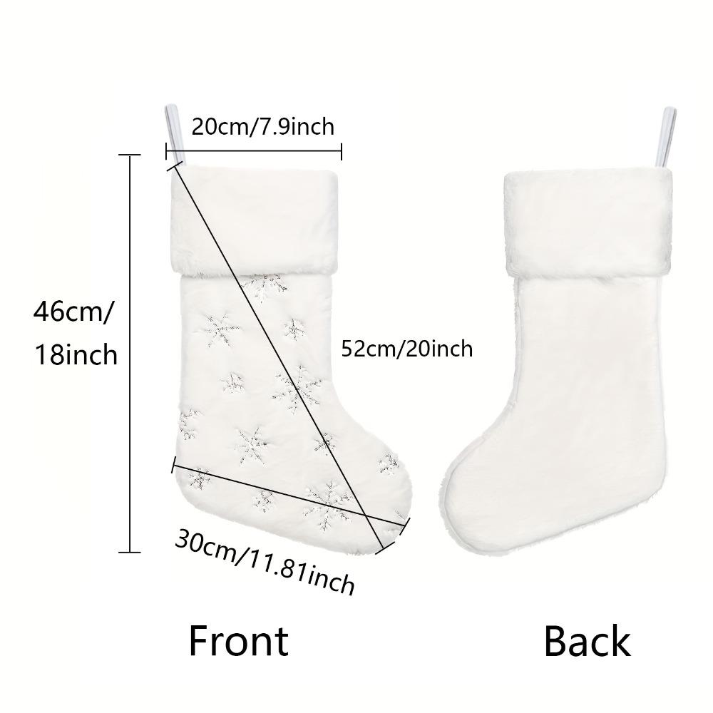 Furry White Christmas Stocking Sequined Santa Gift Pocket Xmas Tree Sock Pendant  Fireplace
