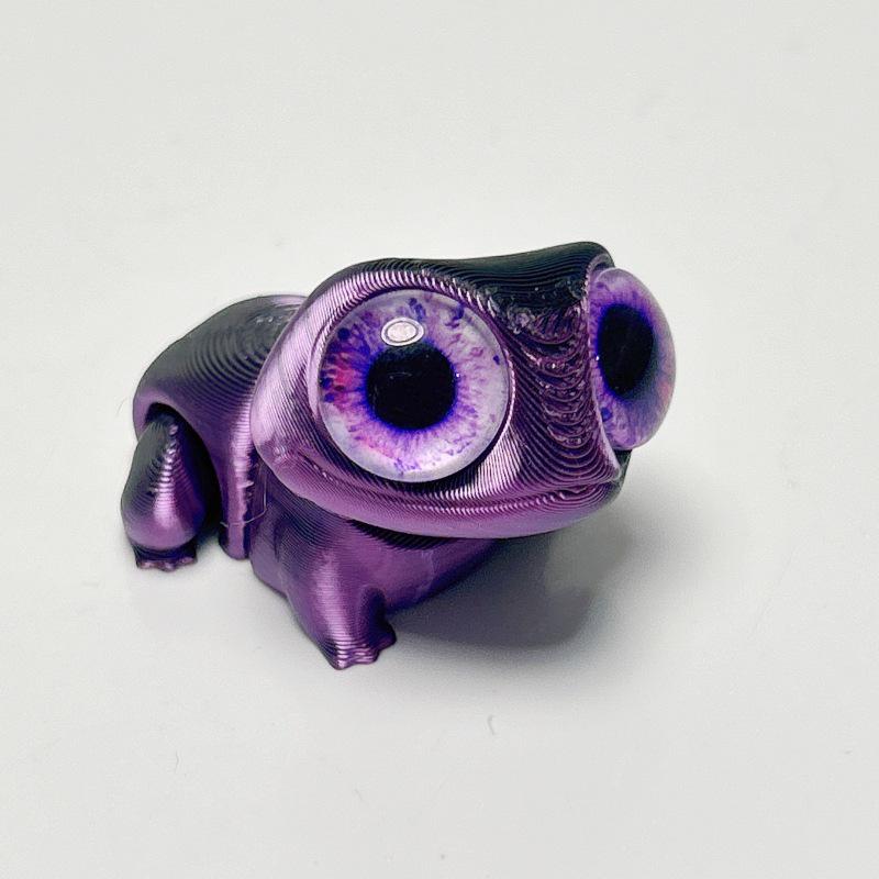 3D Printed Big-Eyed Gecko Frog Ornament – Cute Jointed Mini Frog Toy Gift