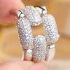 Small Geometric Charm Female White Zircon Stone Finger Ring Vintage Silver Gold Color Wedding Band Bridal Jewelry For Women