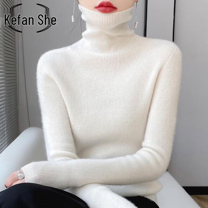 Kevanshe Women's Slim Fit Wool Turtleneck Sweater