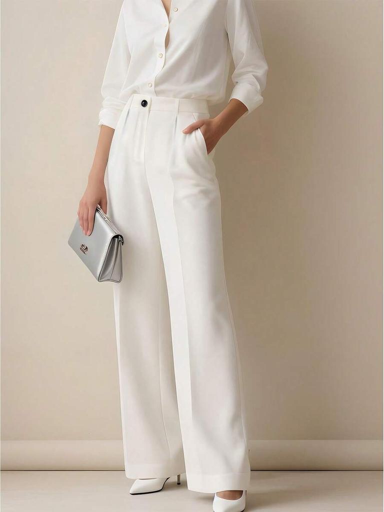 Women's High Waist Wide Leg Pants Tailored Flowy Trousers Casual Work Pants