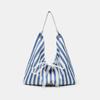 Reversible Striped Canvas Tote Bag - Korean Style, Large Capacity, Fashionable and Versatile for Everyday Use
