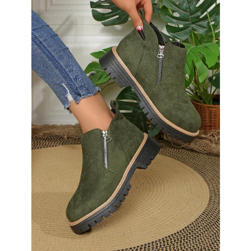 Round Toe Side Zipper Martin Boots 2025 Winter New Retro British Style Booties for Women
