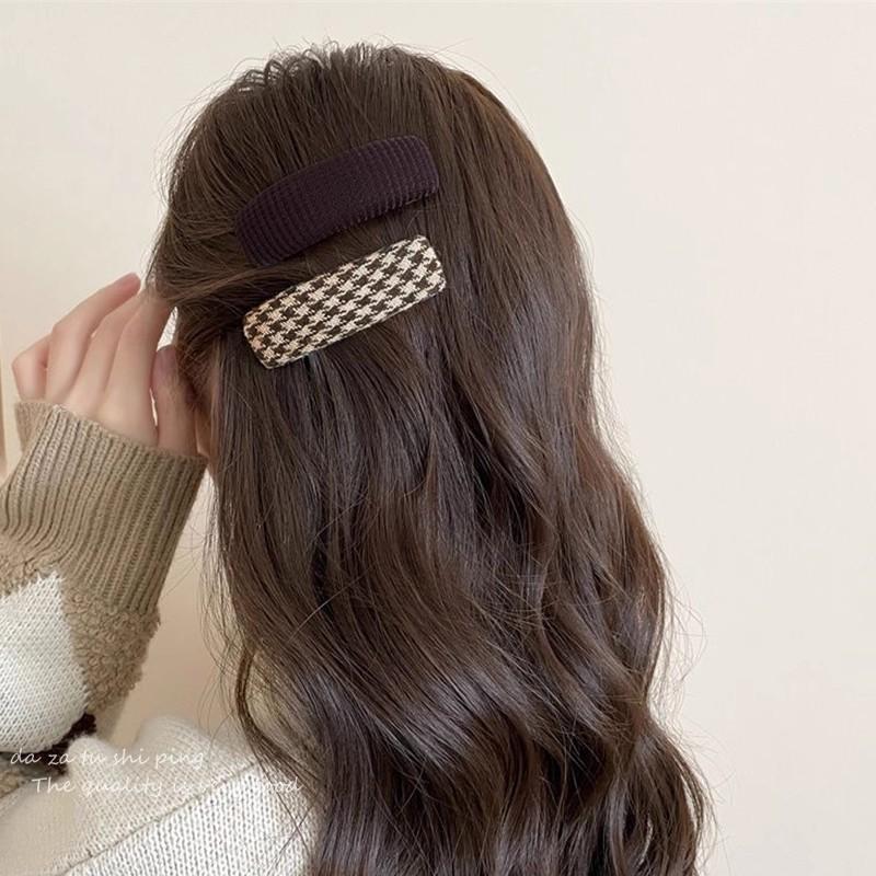 5pcs/set Vintage Brown Plaid Rectangle Hairpins For Women Girls Sweet Hair Ornament Barrettes Hair Clip Hair Accessories