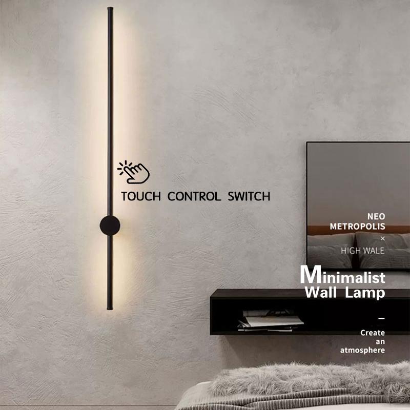 Indoor Touch Switch Dimmable LED Wall Lights for Living Room Bedroom 360° Rotatable Dimming Wall Lamps Wall Sconce Black White