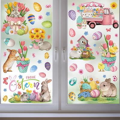 New Easter Bunny Easter Egg Insulation Static Stickers Window Glass Door Refrigerator Decoration