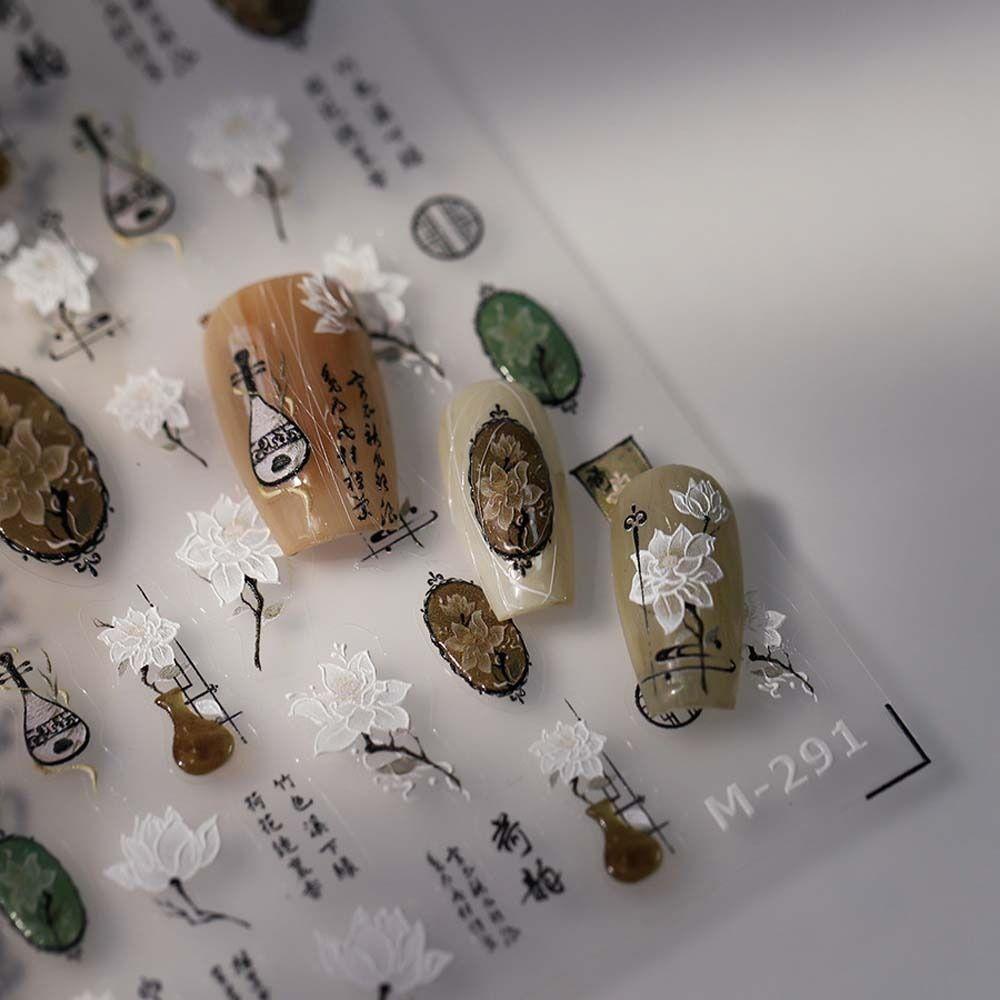 Pearl Flower Chinese Flower Nail Stickers Bamboo Leaf Chinese Nail Decorations  Lady