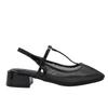 Black Mesh Women Mary Jane Shoes Comfortable Round Toe Fashion Buckle Strap Low Heel Shallow Large Size Daily Light Ladies Pumps