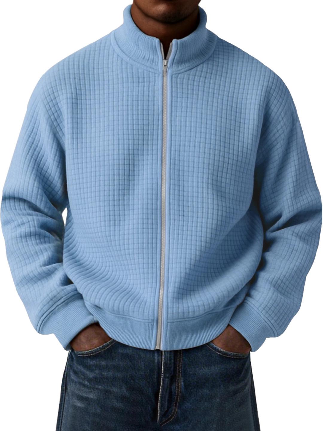 

2025 Men s Retro Plaid Stand Collar Jacket - Autumn/Winter Fashion Casual Long-Sleeved Coat L синій