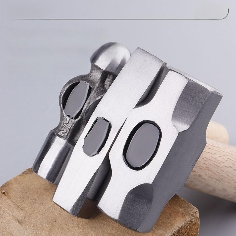 1PCS Multi Purpose Hammer Carbon Steel Head Rubber Smashing Walnut Round Head Wooden Handle Hammer Hand Tool