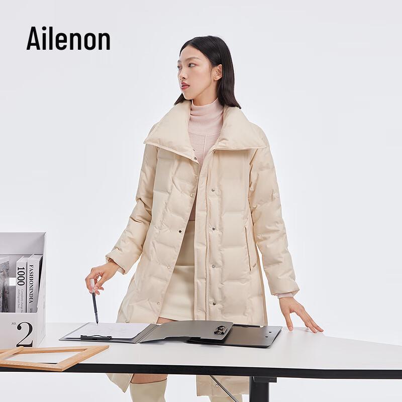 Ailaiyi Women's Mid-length Lapel Duck Down Jacket