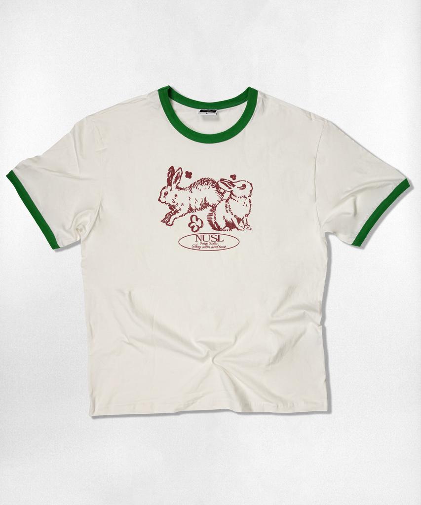 Nasyujeueol Drawing Rabbit Ringer Short Sleeve T-Shirt 4 Colors