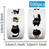 500Pcs/Roll Creative Self-adhesive Cat Stickers Cartoon DIY Black Cat Stickers Waterproof Cute Graffiti Stickers Stationery