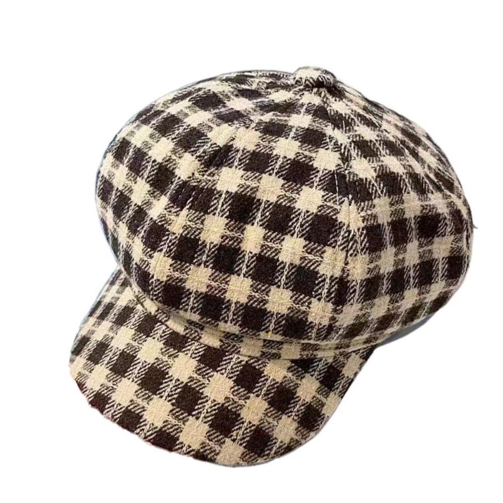 Keep Warm Women Painter Hat Small Fragrant Style Women Octagonal Cap Retro Plaid Beret Hat  Girl
