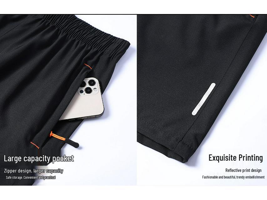 Herren Schnelltrocknende Eisseiden-Sportshorts - Locker, Dünn, Gerades Bein, Weites Bein, Lässig zum Laufen